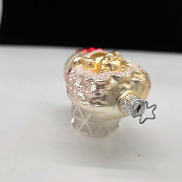 Inge Glas Teddy Bear in Crib German Glass Christmas Ornament 3.5" - Picture 6 of 6